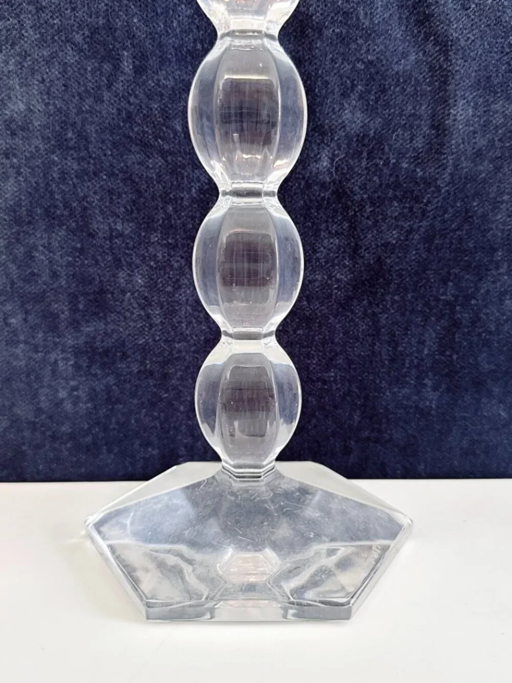 PAIR OF VAL ST. LAMBERT CRYSTAL BERLAYMONT CANDLESTICKS BELGIUM